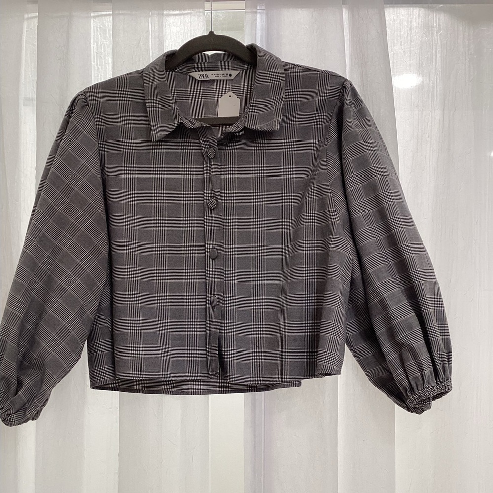 Zara Black and White Checkered Jacket